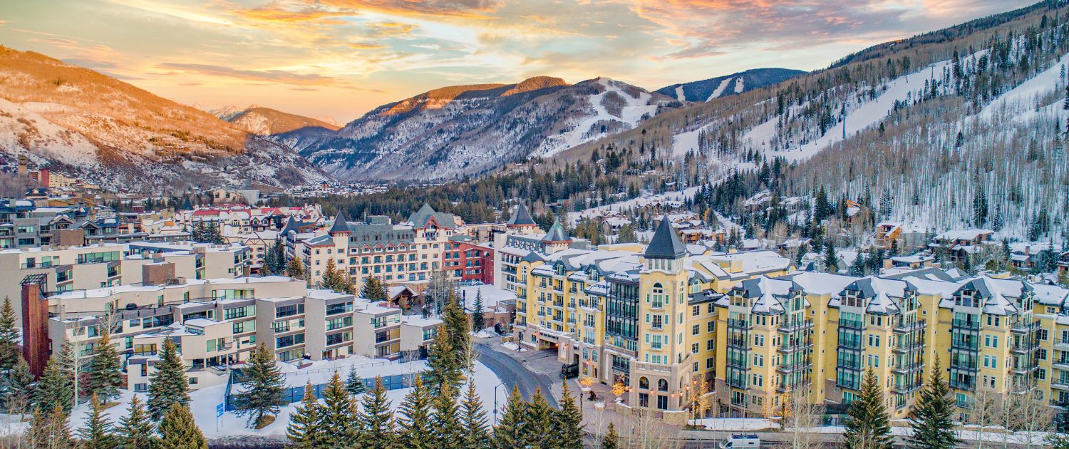 image of Vail, Colorado, USA Downtown Drone Mountains Aerial